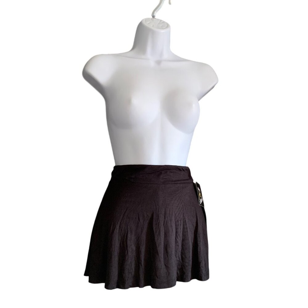 Art Class Junior Black Stretchy Skater Skirt Skort w/ Built-In Short Size Small - Picture 3 of 12